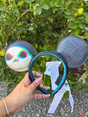 Disney Teal Headband with Rainbow Skull Mouse Ears